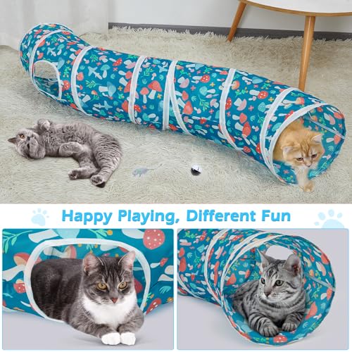 Image of Glittme Cat Tunnel, Cat Tunnels for Indoor Cats, S-Shape Peekaboo Cat Cave with Cat Toys, Foldable Cat Tubes and Tunnels for Cats, Rabbit, Puppy, Guinea Pig