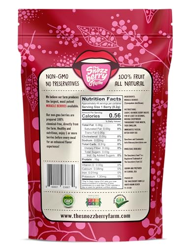 Miracle Berries by Snozzberry Farm | 350 Berry Halves | Grown And Freeze Dried in the USA | Turn Sour Sweet | Buy Bulk And Save | Best Value In The Marketplace