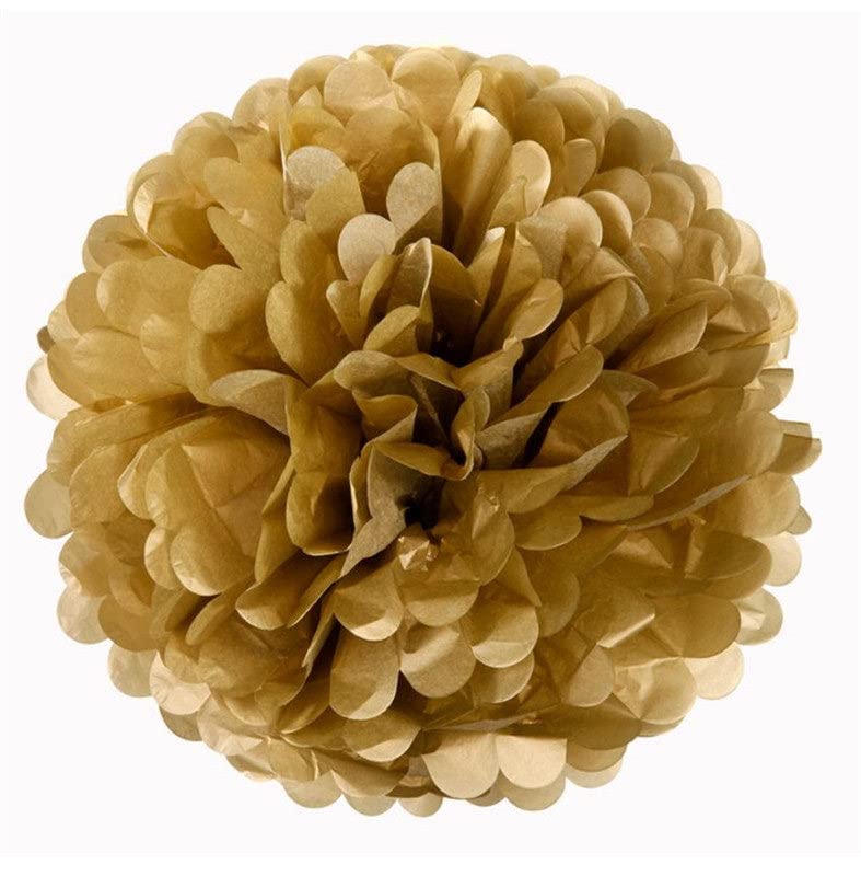 Tableclothsfactory 6 PCS Paper Tissue Wedding Birthday Party Banquet Event Festival Paper Flower Pom Pom - Gold 6 inch