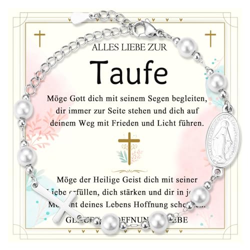 FAOMZQ Taufgeschenke für Mädchen, Taufarmband für Mädchen, Taufe Armband Geschenke Mädchen, Liebevolles Geschenk zur Taufe für Tochter Patentochter Schwester Enkelin Nichte Freundin