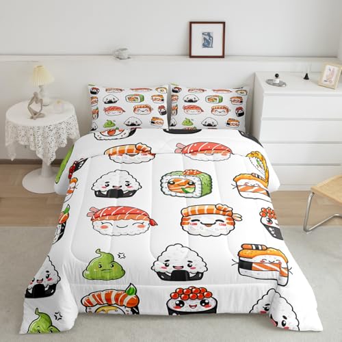 Feelyou Sushi Pattern Comforter Set Queen Size for Kids Boys Girls Teens