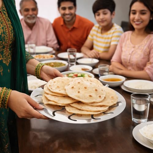 Image of 7Seas Roti Stand Stainless Steel Chapati Holder with Airflow Cut Design, Raised Base Heat Retention, 9 Inch Steel Roti Plate for Keeping Rotis Warm, Phulka Paratha Table Serving for Home & Kitchen
