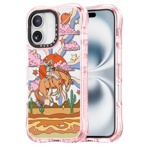 Rosarnnah for iPhone 16 Case Aesthetic Pink, Cowboy