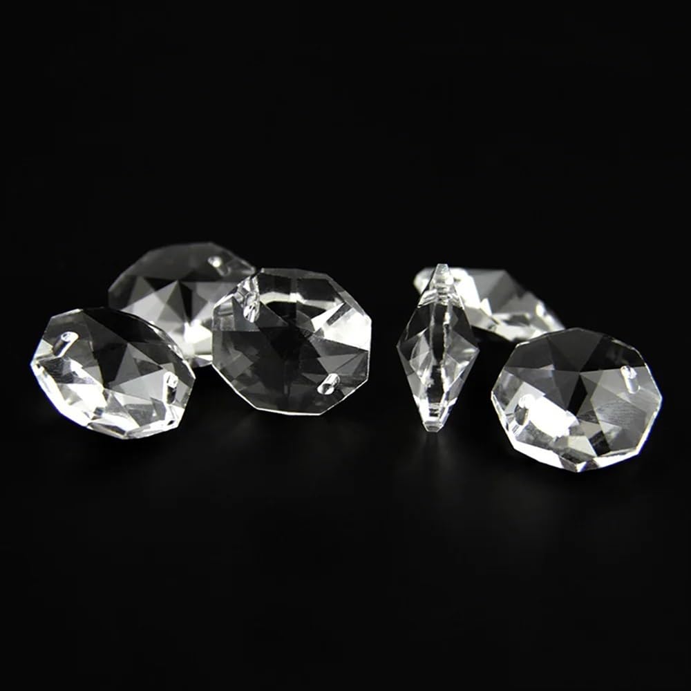 Cristalli pendenti Prismi 50 pz 18mm/20mm/22mm/50mm Perline di Cristallo Trasparente In 2 Fori Perline Sciolte Lampada gocce Parti Cristalli pendenti per la decorazione(50mm 50pcs)