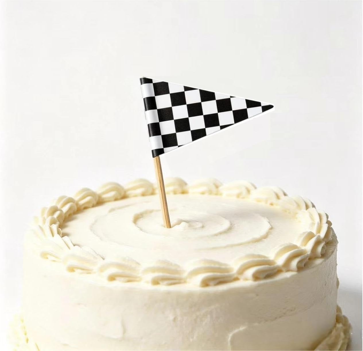 JAVD Checkered Racing Flag Checkered Racing TriangleToothpick Flag Small Checkered Mini Stick Cupcake Toppers Flags, Food Bar Cake Flags DIY Decoration (100 Pcs)