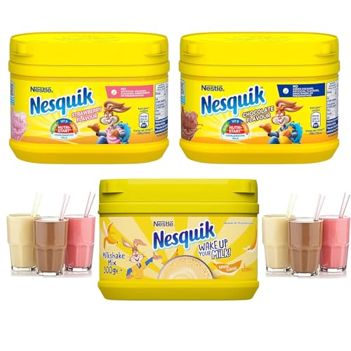 VSTAR Nesquik Strawberry, Chocolate & Banana Flavour Bundle Enjoy These Classic Flavours With Your Milk - 300g | Pick your Favourite Type,150.00 g (Pack of 2)