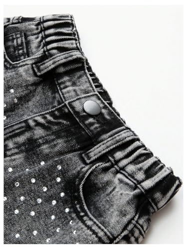 WDIRARA Toddler Girl's Rhinestone Jeans Elastic Waist Straight Leg Denim Pants4
