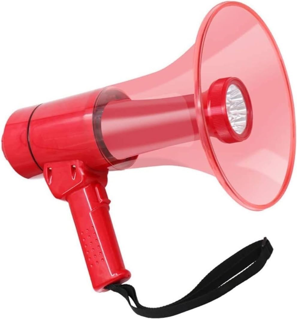 KYUSAR Handheld Megaphones Bullhorn 20W Megaphone Speaker with Flashlights Portable Handheld Megaphone Built-in Siren Outdoor Bullhorn Megaphone Speaker, Red