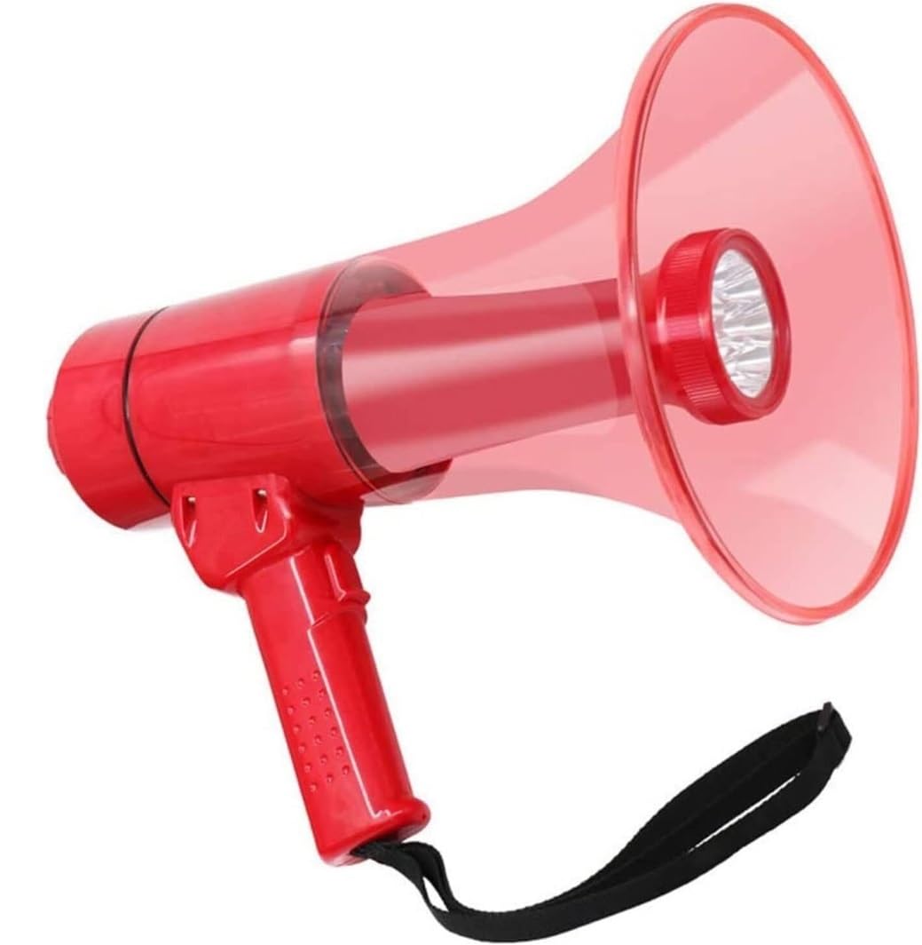 Altavoz Ventilador Megáfono Altavoz Megáfono De 20W con Linternas, Megáfono Portátil De Mano, Sirena Incorporada, Megáfono para Exteriores Altavoz Profesional