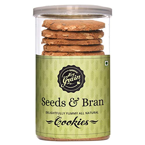 Hey Grain Seeds & Bran Cookies(Flaxseed, Sunflower Seeds, Melon Seeds, Whole Grain Wheat Flour, Wheat Bran, Honey, Demerara Sugar, Canola Oil, Butter, Baking Powder), 160 Grams