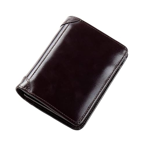 [Fcuogdvy] Soft Leather Wallet Men Vintage Wallets Casual Zipper Coin Purse With Bank Card Holder Short For Male(Coffee)