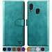 Produktbild SUANPOT [RFID Schutz für Samsung Galaxy A20e hülle PU Leder handyhülle Lederhülle klapphülle Kartenfach Flip Phone Case Cover für Samsung A20e Handy hülle Phone case Cover Blau Grün