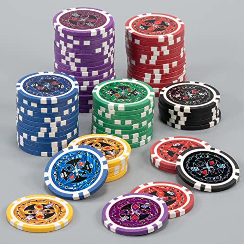 Nexos Pokerkoffer Pokerset 500 300 Laser Pokerchips Poker Komplett Set 12 g Chips Deluxe Größe wählbar (500 Chips)