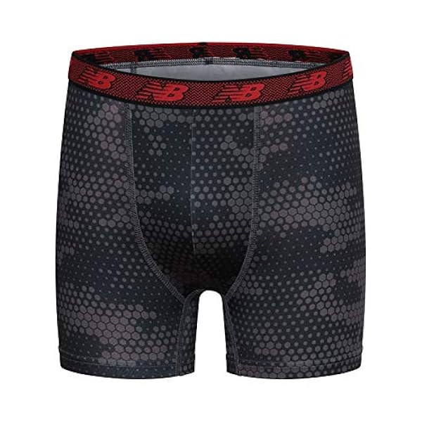 New Balance Boy's Performance Boxer Slip 4-Pack, magneetprint/Team Rood/Zwart/Team Rode print, groot