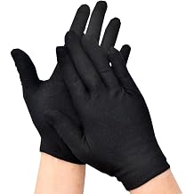 6 Pairs Black Pure Cotton Gloves Work For Coin Handling Jewelry Display Gloves Ceremonial Waiter Gloves For Women Men