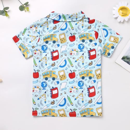 FYMNSI Boys Back to School Shirt School Supplies Short Sleeves Tees Tops Toddler Kids Summer Casual Henley Shirts Clothes3