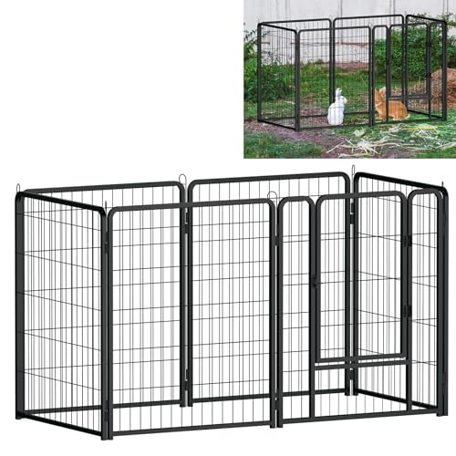 YUENFONG 6 Pezzi Recinto per Cuccioli Recinto di Gioco per Cuccioli 80cm di Altezza, Recinto di Gioco per Cani Recinto per Cani con Porta, per Cani Conigli Animali Domestici (L, 396x65x80cm)