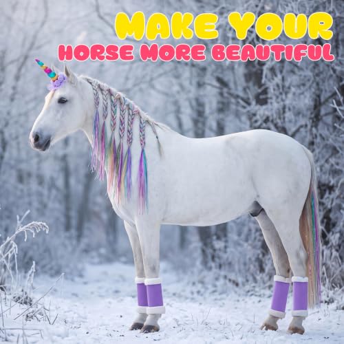 Image of Juexica 23 Pcs Unicorn Horse Costume Horn Hair Extensions Leg Wraps,Purple