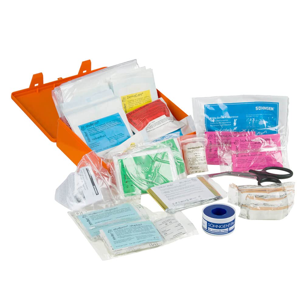 BIGPACK 5 x SÖHNGEN Erste-Hilfe-Kasten Schule, Wandhalterung, DIN 13157, Art.-Nr. 611907 | Verbandskasten | Notfallkoffer | Erste Hilfe Kasten