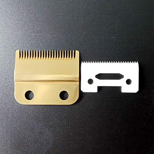 Professional Standard Stagger-Tooth 2 Hole Hair Clipper Trimmer Replacement Blade #2161,Detailer Blade Set,Ceramic Blade,Fits for the 5 Star Series Cordless Magic Clip,Including Screws,Gold