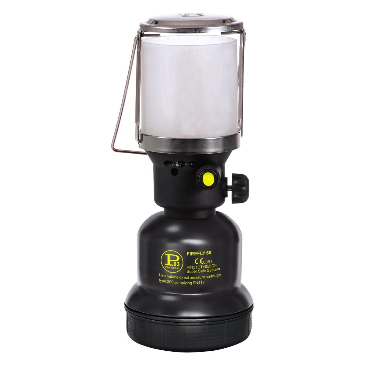 INTEC - Lampe à Gaz de Camping 1100W, Allumage Piézo & Coque Métal – Lanterne Rechargeable pour Extérieur – Compatible Cartouche Gaz Butane 190g Perçable