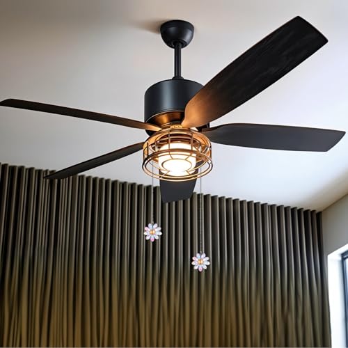 Image of 2 Pack Crystal Ceiling Fan Pull Chain Extender 24 inch Glass Flower Lighting Pull Chain Extension Decorative Pulls Chain Extension Fan Beaded Ball Chain Extender and Connector