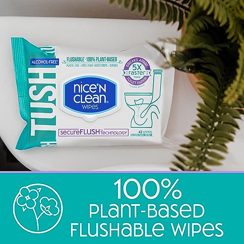 Nice 'N Clean Secureflush Flushable Wet Wipes (42 Count - 6 Packs) | Moist Toilet Tissue With Moisturizing Aloe & Vitamin E thumb #3
