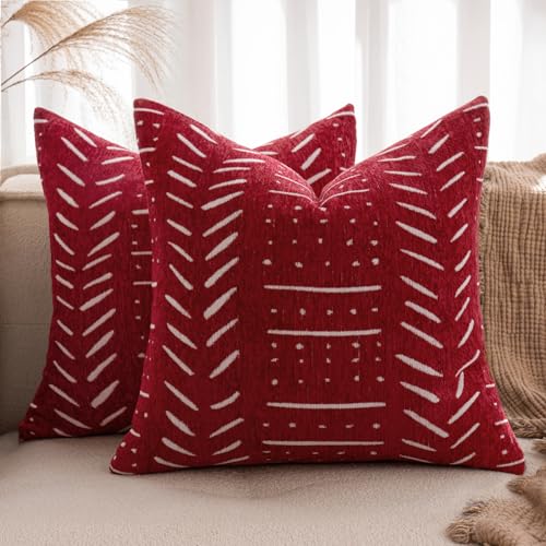 MIULEE Weihnachten 2er Kissenbezug 40x40 Rot Chenille Boho Kissenbezüge Kissenhülle Sofakissen dekokissen zierkissen Elegantes Design für Couch Sofa Wohnzimmer MIULEE Weihnachten 2er Kissenbezug 40x40 Rot Chenille Boho Kissenbezüge Kissenhülle Sofakissen dekokissen zierkissen Elegantes Design für Couch Sofa Wohnzimmer