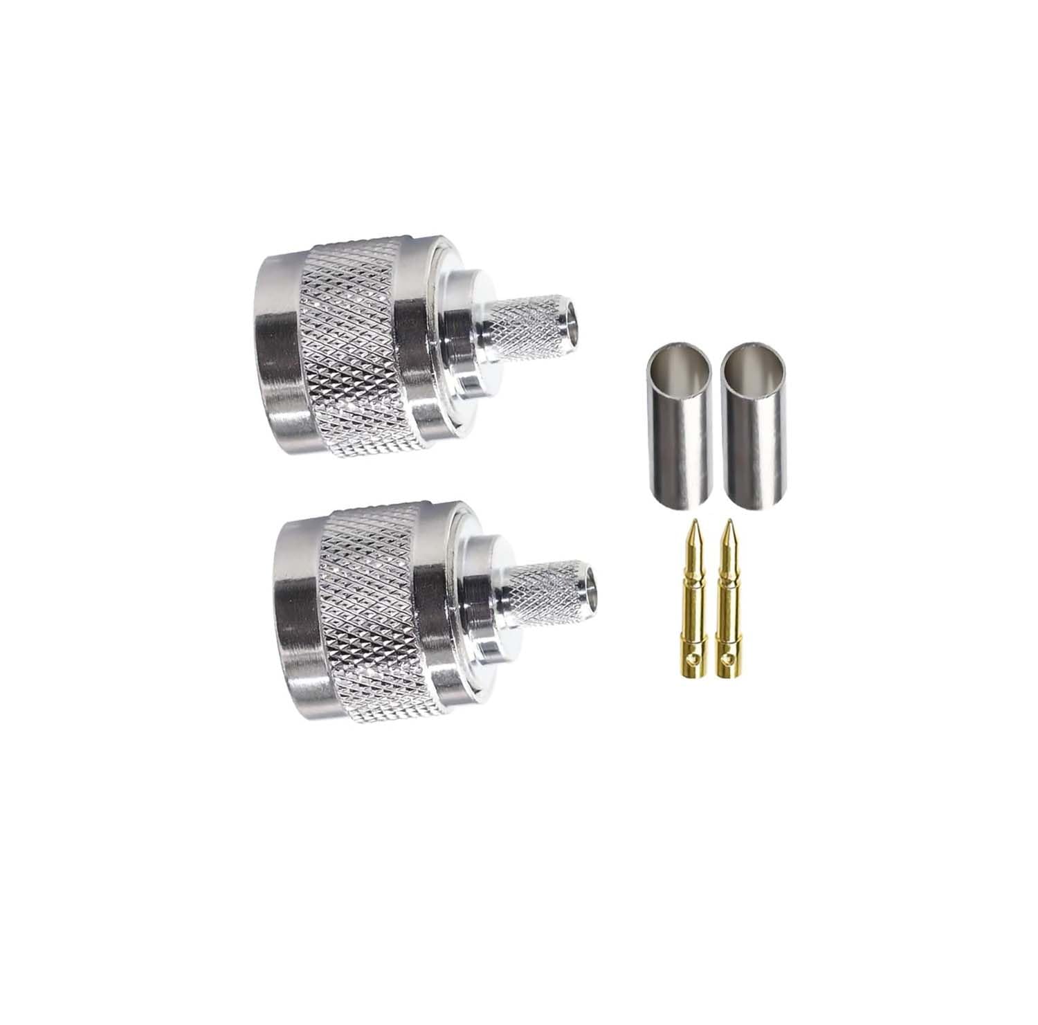 ABONIX N Male Crimp Connector N Type Plug Adapter for Cable HLF-300 and LMR- 300Low Loss High Frequency RF Coaxial Connector (Pack of 2)