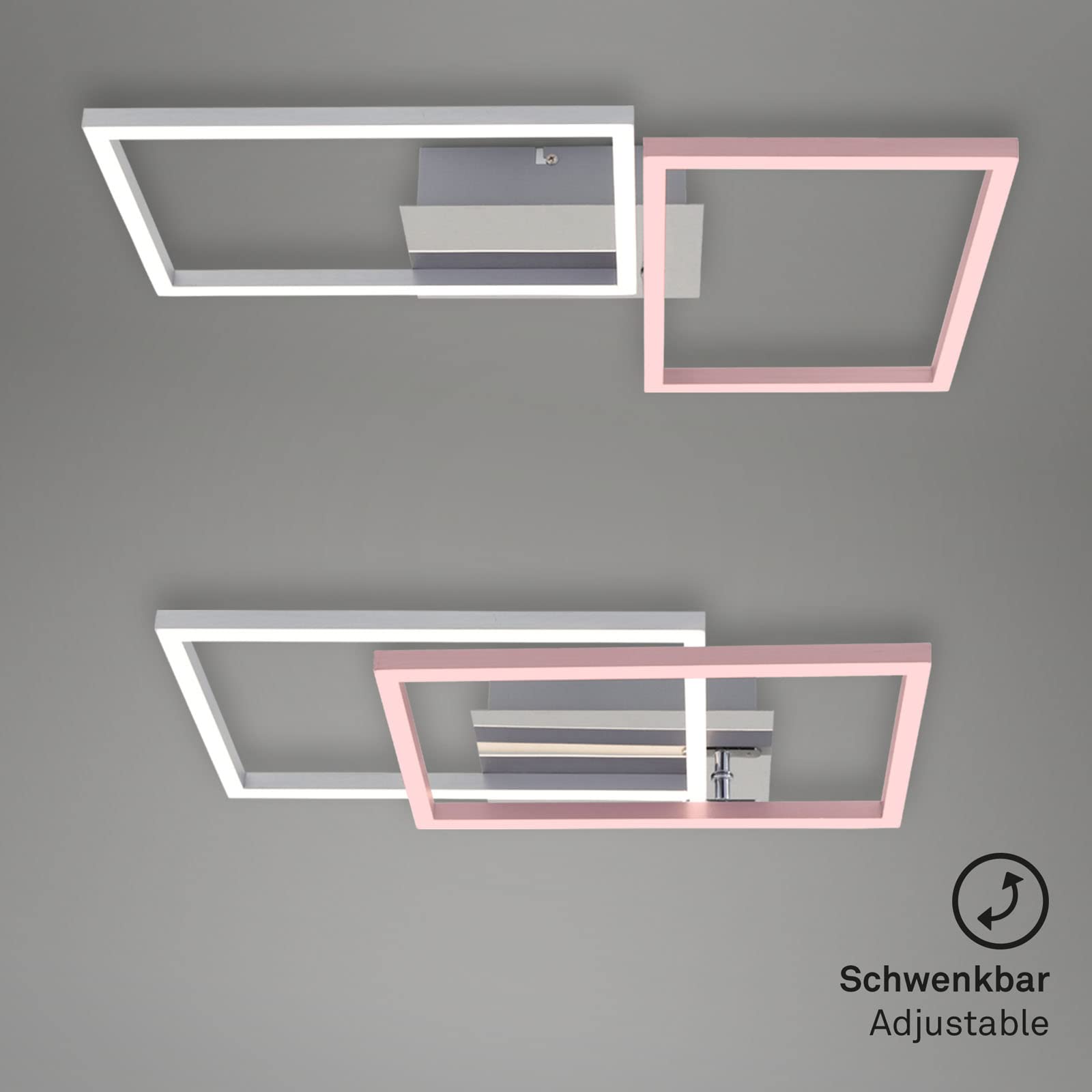 BRILONER - LED Deckenlampe mit Fernbedienung, dimmbar, einstellbar von warmweiß bis neutralweiß, LED Lampe, Deckenleuchte, Wohnzimmerlampe, Schlafzimmerlampe, Küchenlampe, 50x38,8x7,8 cm, Chrom-Alu