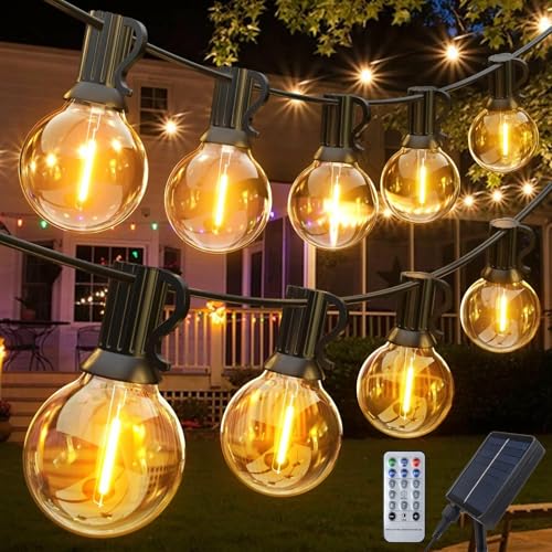 Hulaiyaa Solar Lichterketten Garten G40 12 M 20 Glühbirnen, 8 Modi...