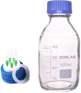 DONLAB MBU-2505 Glass 250ml Round Media Storage Bottle Reagent Bottle with Screw 5-Hole Mobile Phase Cap GL45