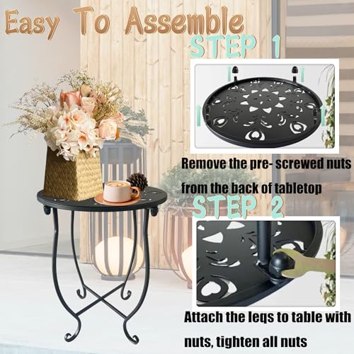 Table d'appoint d'extérieur en métal antirouille chic et durable - 5