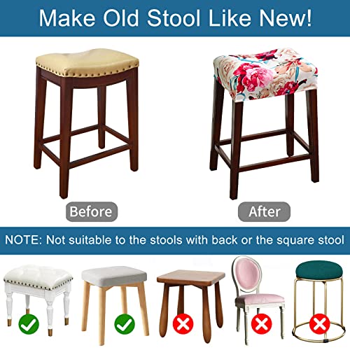 Krfoonn 2 Pack Rectangle Bar Stool Covers Printed Stretch Rectangle Saddle Bar Stool Slipcovers Washable Stool Upholstered Protector Slipcover For Dining Room Living Room With Nonslip Elastic Band, 24 #TOP4