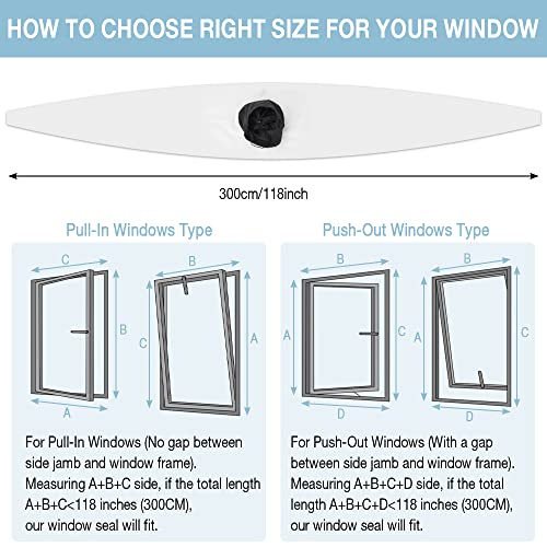 HOXHA Universal Window Seal for Portable Air Conditioner, 118 Inches Cloth Sealing AC Kit with Adjustable Coupler and Adhesive Fastener for Casement Windows, 300CM by HOXHA - Image 2