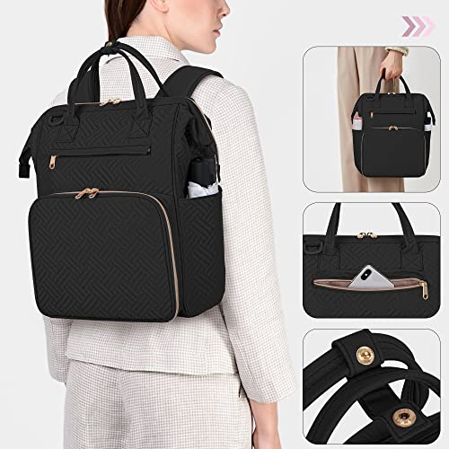 Fasrom Teacher Backpack for Work Women Teacher Supplies, Nurse Bag Backpack with Laptop Sleeve for Nursing Student Essentials (Empty Bag Only), Black4