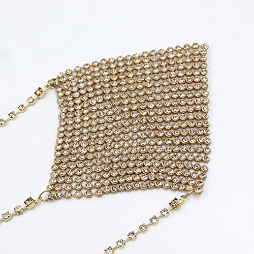ZGMYC Sparkly Rhinestones Metal Chain Nipple Cover with Tassel, Reusable Adhesive Pasties Sexy Bra Body Chain3