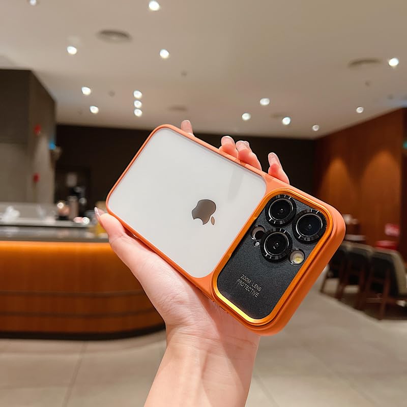 Image of LuxuryKase Shockproof Clear Case for iPhone 15 Pro Max | Camera Lens Protection | Slim Transparent Soft TPU Bumper | Anti-Yellow | Flexible Scratch Resistant Protective Cover - Orange