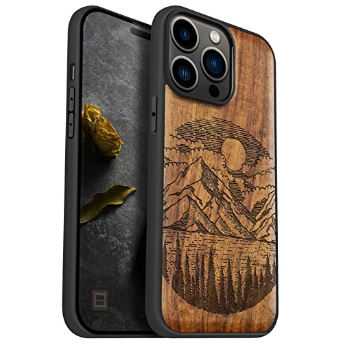 Coque iPhone 14 Pro Max Magsafe bois au design nature pour rando