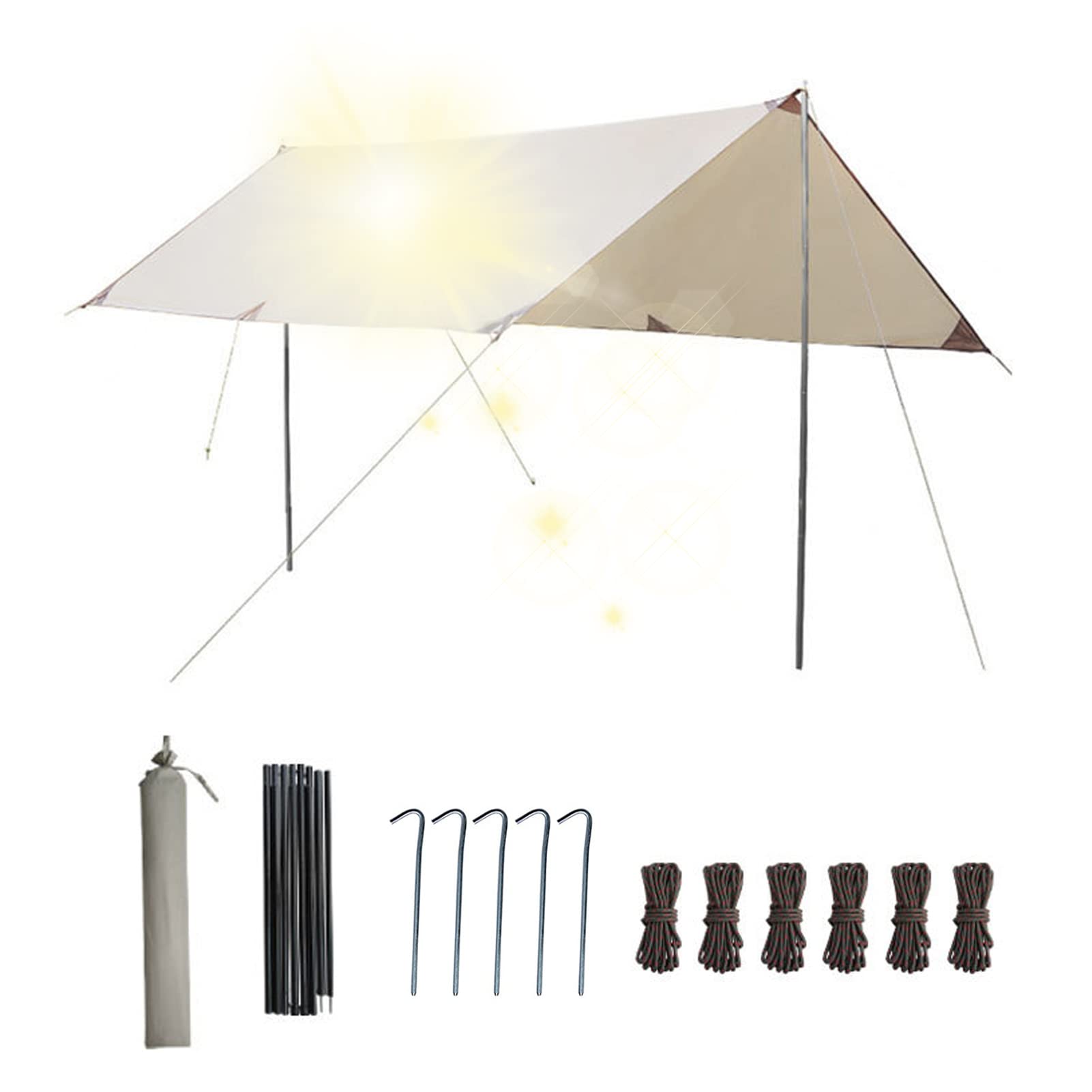 Schutzplane Zeltplanen Wasserdichtes Tarp, Anti-UV Sonnenschutz Plane Wasserdicht Regenschutz Sonnenschutz Leicht Kompakt Für Camping, Wandern, Outdoor-Aktivitäten (3x3m Square)