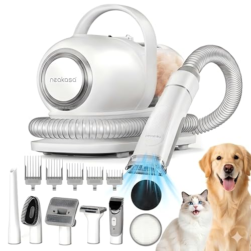 Neakasa P1 Pro Hundeschermaschine mit Tierhaar Staubsauger 13000 Pa Haustierpflegeset, leise Schermaschine Hund Katze Tierhaarschneidemaschine Tierhaarentferner, 5 bewährten Pflegewerkzeugen (Grau)