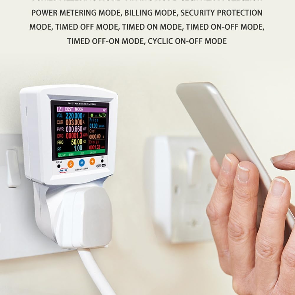 Tuya Prise de Courant Intelligente 230V APP Télécommande WIFI Wattmètre Compteur De Courant Alternatif Consommation d'Électricité Prise EU Compteur d'Énergie
