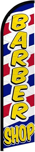 Bandera publicitaria sin viento para barbería, perfecta para peluquerías, salones, cortes de pelo
