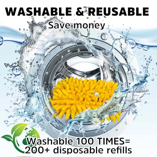 Image of Reusable Duster Refills Compatible with Swiffer Handle, Bafezoze Washable Duster Pads 2 Pack Blue (Handle Not Included)