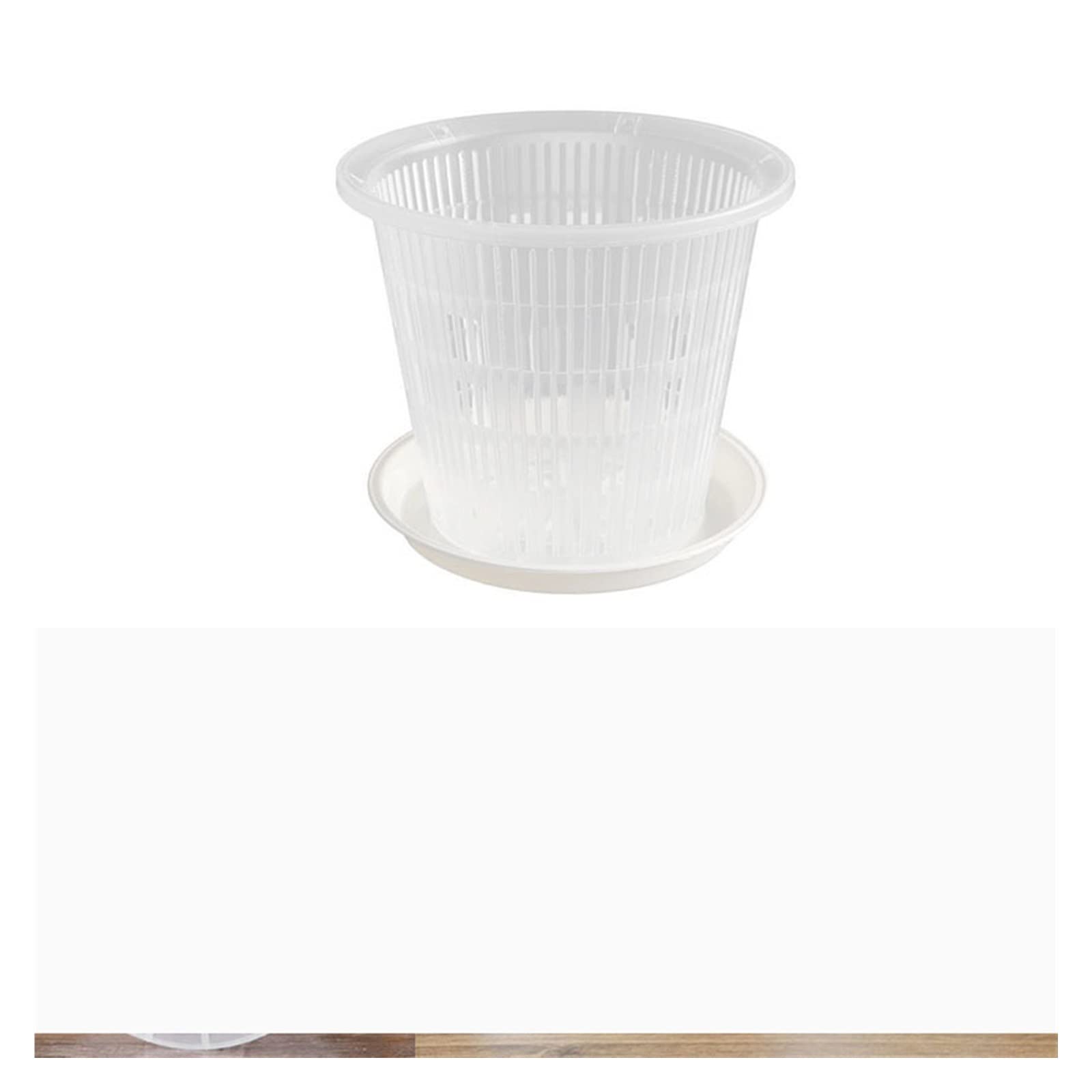 Pot pour orchidée transparent en maille 140mm avec plateau lot de 5