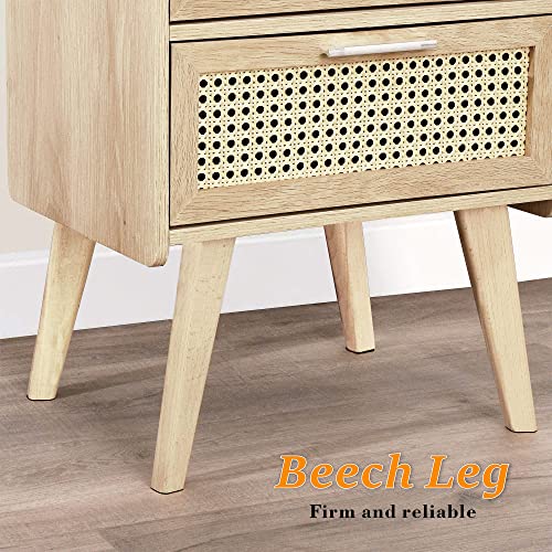 Hhetogol Rattan Nightstand, Rattan Furniture, Rattan Side Table, End Table With Storage, Boho End Table For Bedroom, Living Room, Dormitory - Natural #TOP3
