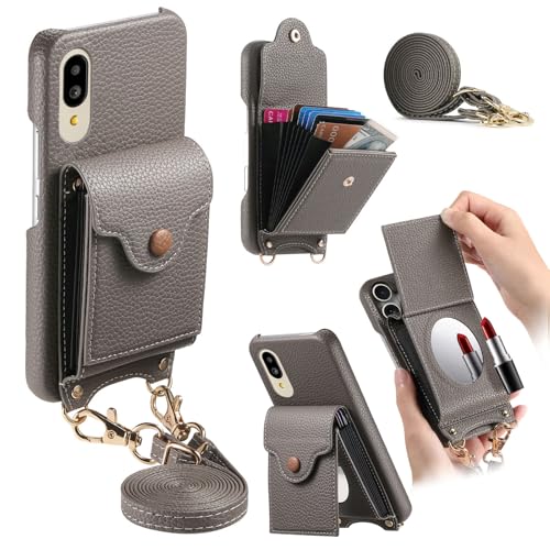 Coque Sharp Aquos Wish 4 bleue avec porte-cartes et cordon tour de cou amovible