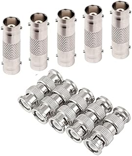 BNC Connector 5Pcs BNC Female to Female Connector, 5Pcs BNC Male to Male Coupler Adapter for CCTV Security Camera