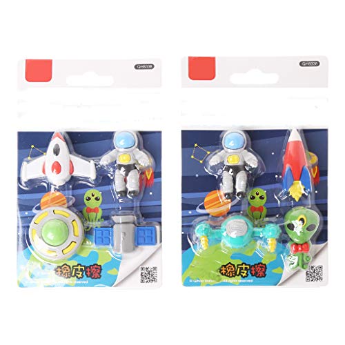 Tcn 4 Pièces Créative Soucoupe Volante Extraterrestre en Forme De Vaisseau Spatial en Caoutchouc Gomme À Crayon,gommes Rigolotes,gommes Fantaisie Enfant Cover