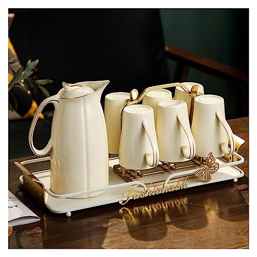 Jarra Agua Taza de Agua for el hogar, Sala de Estar, inauguración de la casa, Nueva Taza for el hogar, Juego de Tazas for Tetera, Juego de té, Juego de Agua for Bodas Jarra de Vidrio (Color : 3)